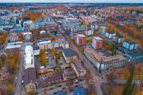 Preview: Over A Modern Autumn Lappeenranta On A Cloudy Day (Aerial Photography). Finland