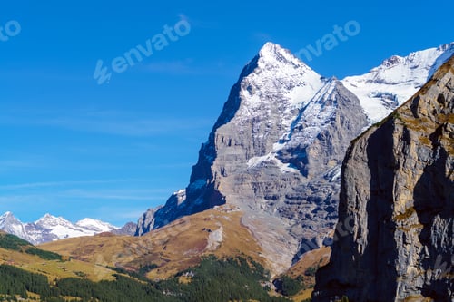 Preview: The Eiger Mountain Of The Bernese Alps, Overlooking Grindelwald And Lauterbrunnen In The Berner