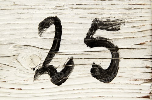 Preview: Number Twenty-Five In Wood Painting, Symbol And Address