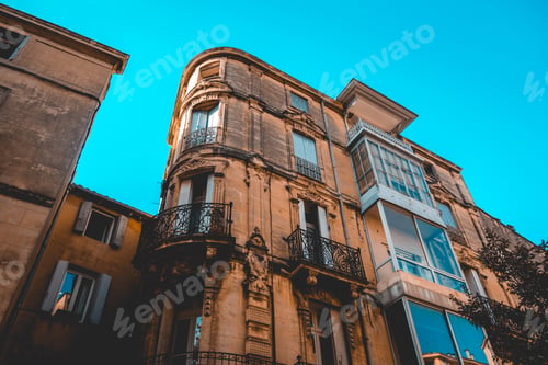 Preview: Old Apartment House With Modern Glass Balcony
