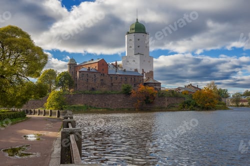 Preview: View Of The Ancient Vyborg Castle In Golden Autumn. Leningrad Region, Russia