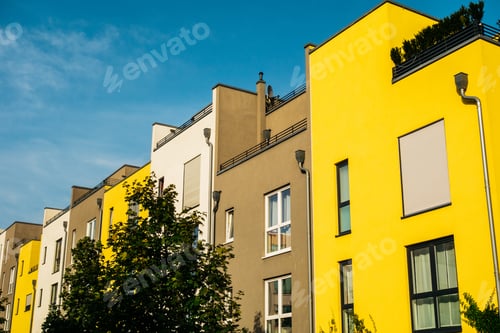 Preview: Yellow, Grey And White Row Houses In Berlin