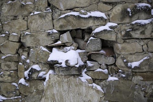 Preview: Snowy Urban Street Wall With Ice, Winter And Danger
