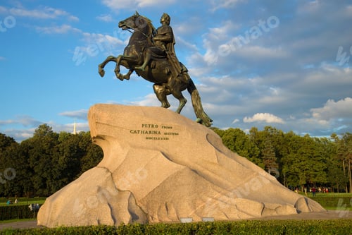Preview: Monument To Peter The Great - Bronze Horseman 1782 Close-Up On The August Evening. Saint