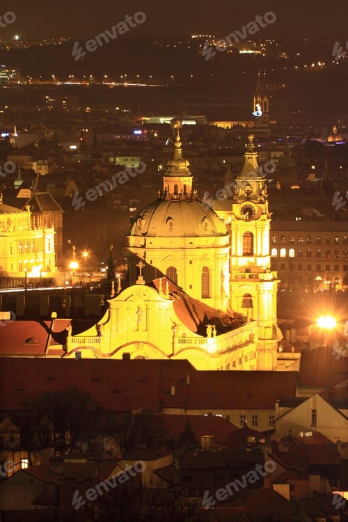 Preview: The Night View To Bright Prague With St. Nicholas' Cathedral