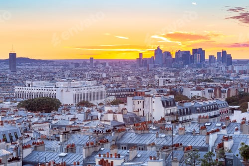 Preview: Scenic Aerial View Of The City At Sunset. Paris. France.