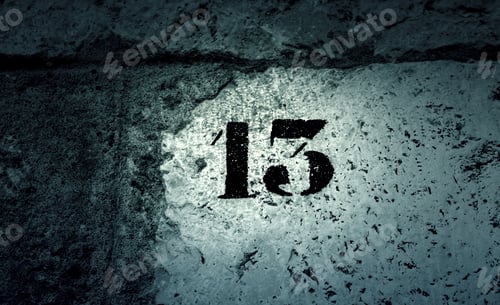 Preview: Number Thirteen In Stone Wall, Sign And Symbol
