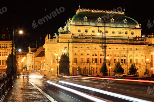 Preview: The Night View On The Prague National Theater, Czech Republic