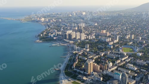 Preview: Novorossiysk, Russia. Panorama Of The City And The Embankment. Tsemesskaya Bay In The Black Sea