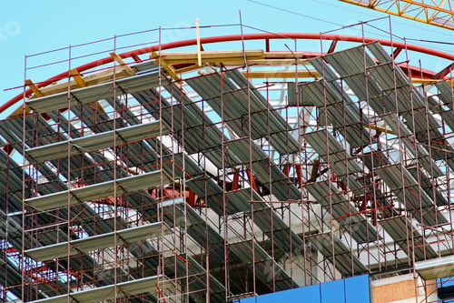 Preview: Scaffoldings At Top Of Skyscraper Building Construction