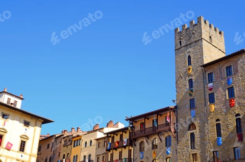 Preview: Historic Building Districts Crests Arezzo In Tuscany - Italy