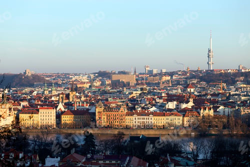 Preview: View On The Winter Prague City With Its Towers In The Sunny Day, Czech Republic