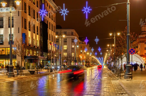 Preview: Vilnius. Prospect Gedemin At Night.