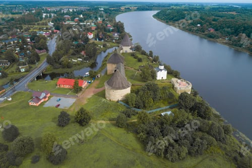 Preview: Staraya Ladoga Fortress And Volkhov River On A August Day (Aerial Photography). Leningrad Region