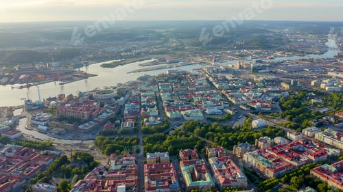 Preview: Gothenburg, Sweden. Panorama Of The City And The River Goeta Elv. The Historical Center Of The