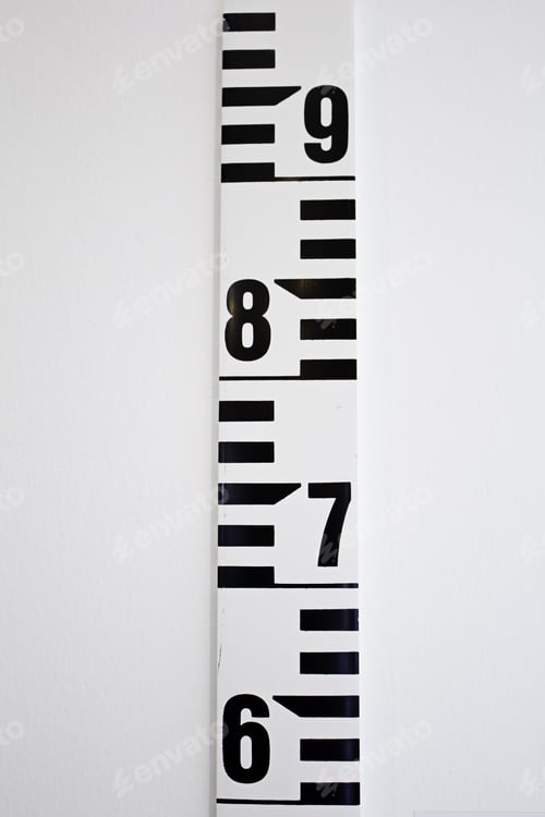 Preview: Ruler Metric White Numbered, Measured, Centimeters And Millimeters, Height