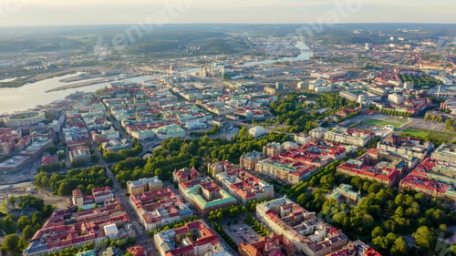 Preview: Gothenburg, Sweden. Panorama Of The City And The River Goeta Elv. The Historical Center Of The