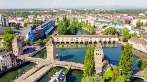 Preview: Strasbourg, France. Quarter Petite France, Vauban Dam, Aerial View