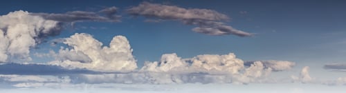 Preview: Panorama Of The White Fluffy Clouds In The Fantastic Blue Sky.