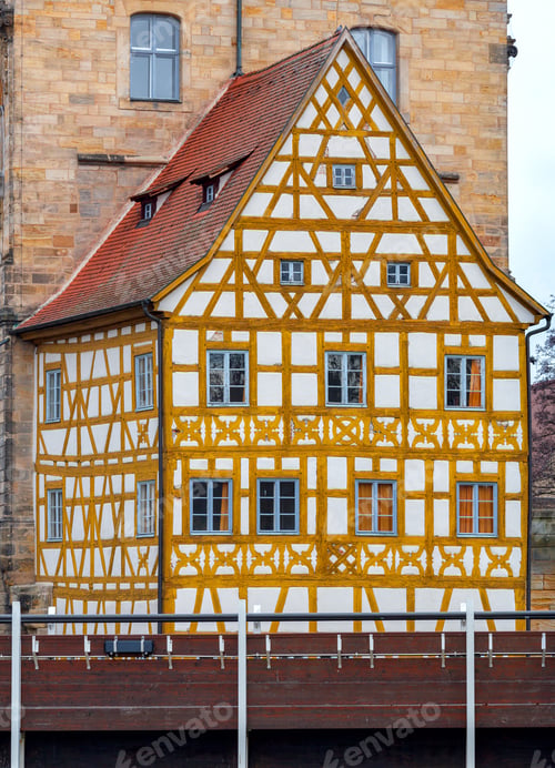 Preview: The Building Of The Old Medieval Town Hall On The Bridge Over The River At Dawn. Bamberg. Bavaria