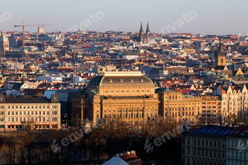 Preview: View On The Winter Prague City With Its Towers In The Sunny Day, Czech Republic