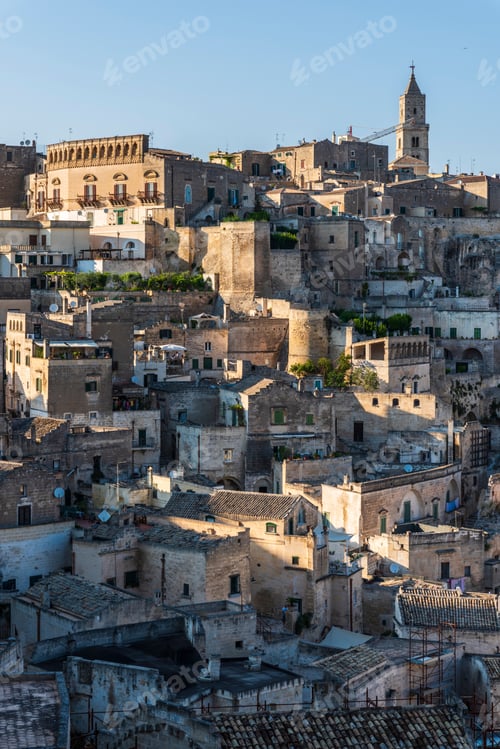 Preview: Sassi Of Matera. Sasso Barisano At Sunset. Magic Of Cave Houses. Unesco World Heritage Site.