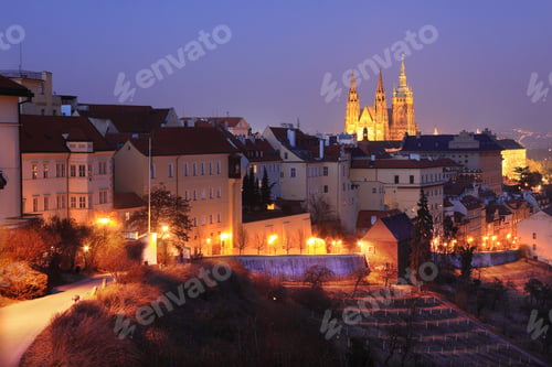 Preview: The View On Prague Gothic Castle In The Night, Czech Republic