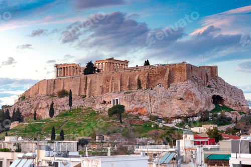 Preview: Ancient Greek Temple Parthenon On The Acropolis Hill In The Early Morning. Athens. Greece.