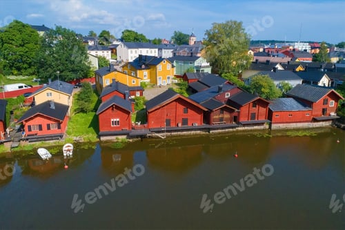 Preview: The Historic Center Of Old Porvoo On A Sunny July Day (Shot From A Quadrocopter). Finland