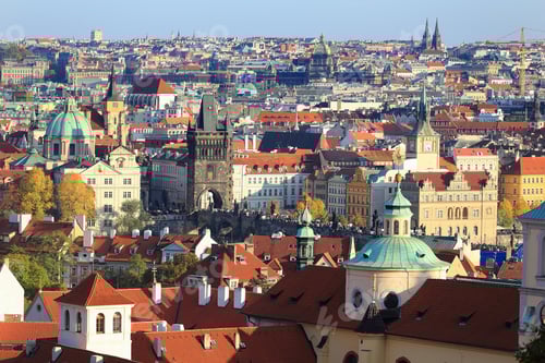 Preview: View On Colorful Autumn Prague City With Its Towers And Historical Buildings, Czech Republic