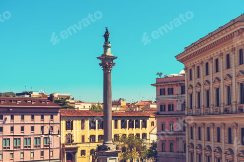 Preview: Elevated View Of Trajan'S Column In The City Of Rome, Italy