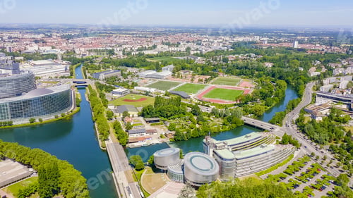 Preview: Strasbourg, France. The Complex Of Buildings Is The European Parliament, The European Court Of