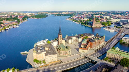 Preview: Stockholm, Sweden. Old Town - Gamla Stan. Riddarholmen. Aerial View, From Drone