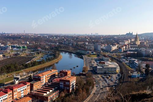 Preview: Winter Prague City From The Hill Baba In The Sunny Day, Czech Republic