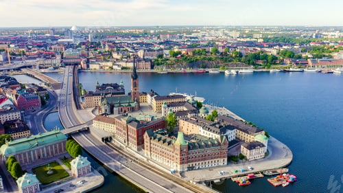 Preview: Stockholm, Sweden. Old Town - Gamla Stan. Riddarholmen. Aerial View, From Drone