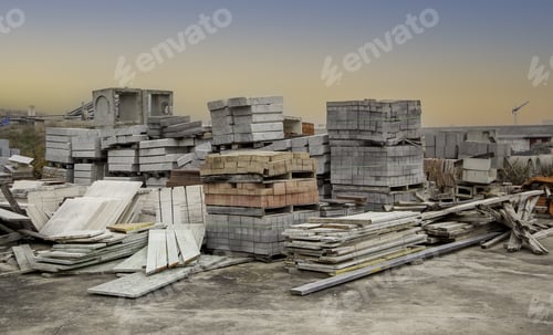 Preview: Paving Stones And Concrete Blocks In Industrial Factory, Construction And Architecture
