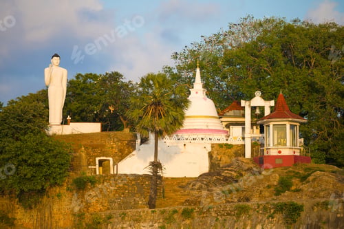 Preview: Buddhist Temple In Fort Frederick Close Up On A Sunny Evening. Trincomalee, Sri Lanka