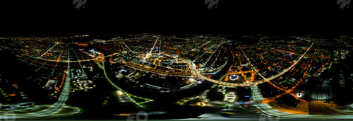 Preview: Tula, Russia. Night Panorama Aerial View. Big City Lights. Panorama 360