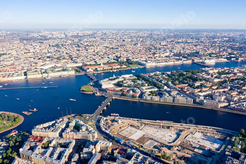 Preview: Saint-Petersburg, Russia. Spit Of Vasilyevsky Island. Panorama Of The Central Part Of The City