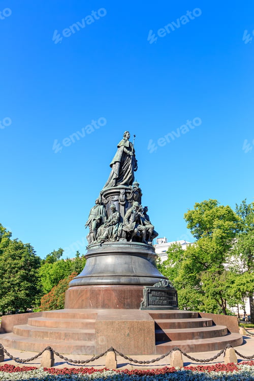 Preview: Saint-Petersburg, Russia. Monument To Catherine The Great. Text Translated Into English - Empress