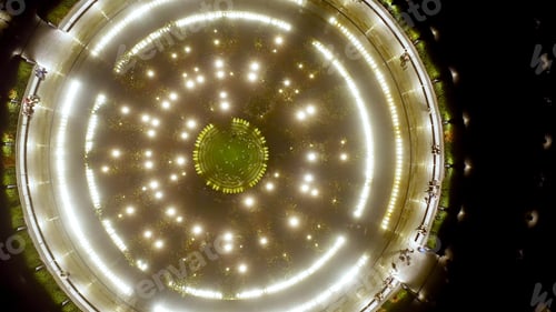 Preview: Krasnodar, Russia. Public Park - Krasnodar. Flying Over The Park At Night, Aerial View