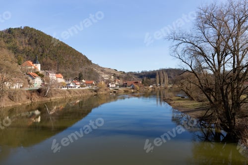 Preview: Town Karlstejn Along River Berounka, Central Bohemia, Czech Republic