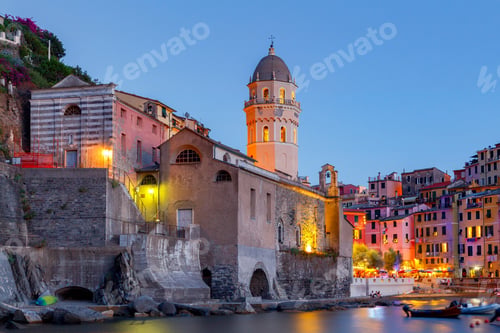 Preview: Vernazza. The Old Harbor At Night.