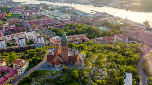 Preview: Gothenburg, Sweden. Panorama Of The City And The River Goeta Elv, From Drone