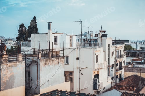 Preview: Pleasant City Street With Old Stone Buildings In Europe By The Sea As The Sun Sets On A Beautiful
