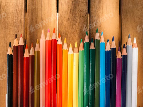 Preview: Exhibition Of Colored Pens On Cheerful Background.