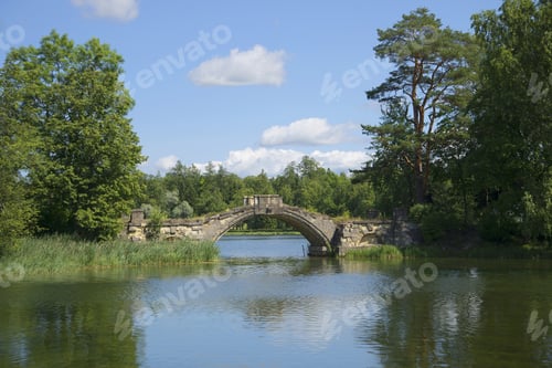 Preview: Humpback Bridge (The Bridge Between The Islands) On White Lake. Gatchina