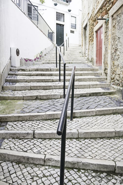 Preview: Tiled Stairs And Houses In Urban Road Construction