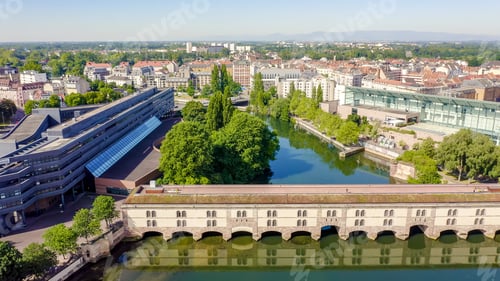 Preview: Strasbourg, France. Quarter Petite France, Vauban Dam, Aerial View
