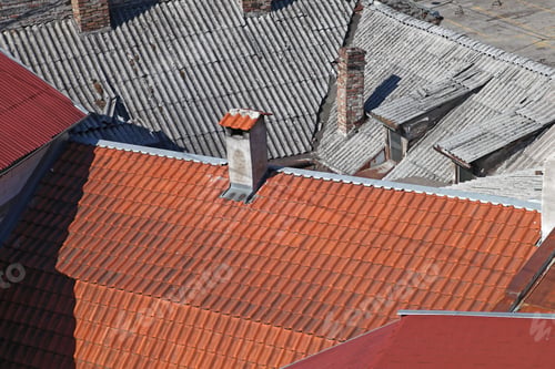 Preview: Various Roof Tops Tiles At Houses From Top